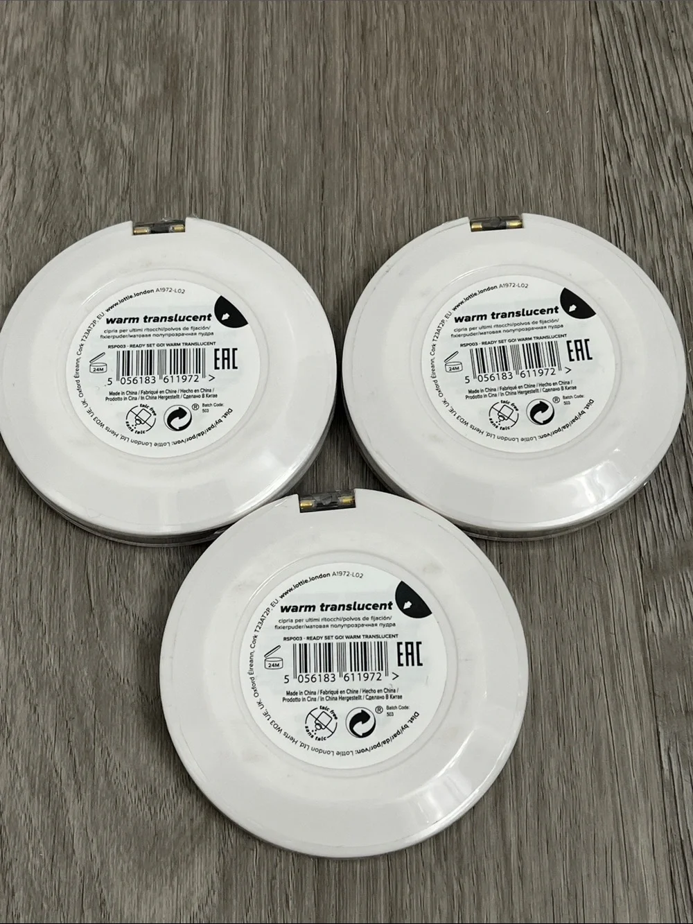 Lottie London Ready set go pressed setting powder warm translucent lot of 3